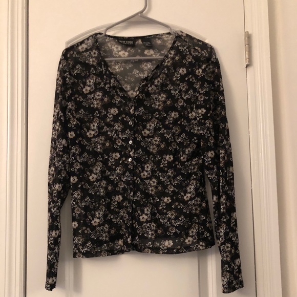 Sheer Patterned Button Up - Picture 1 of 2